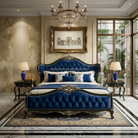 Maßgefertigtes Europäisches Klassisches Samt-Sofa-Set, 3-teilige Gepolsterte Sitzgruppe für Luxus-Villen & Hotelprojekte