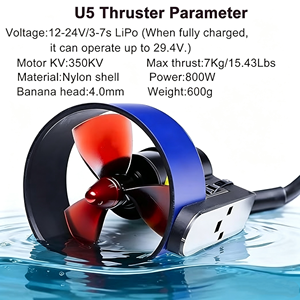 ชุดอัพเกรด APISQUEEN 24V U5 <span class=keywords><strong>พ</strong></span>ร้อมกล่องควบคุมกันน้ำ มอเตอร์ขับเคลื่อนใต้น้ำแรงขับ 30 ปอนด์สำหรับเรือยางตกปลาคายัค - Product Image 2
