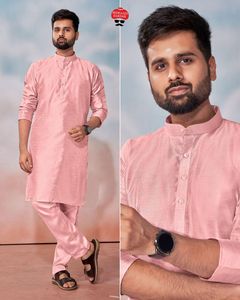 Vêtements occasionnels Banglori Silk Plain Men Kurta Pant Fabricant et fournisseur de l'Inde au taux le plus bas - Product Image 4