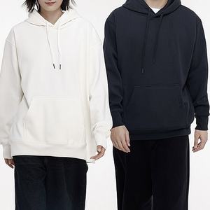 Sweat-shirt décontracté en coton uni avec impression de logo personnalisé, unisexe, en molleton, broderie en gros, lourd, sweat-shirt uni pour hommes - Product Image 3