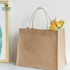 Logo printed shopping bags made of 100% natural jute & cotton custom <b>shop</b> bags for markets & malls - Product Image 6
