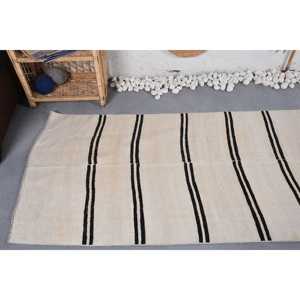 Alfombra Turca de 3x13 pies, Alfombra Kilim, Alfombra Beige del Suroeste, de Lana - Product Image 5