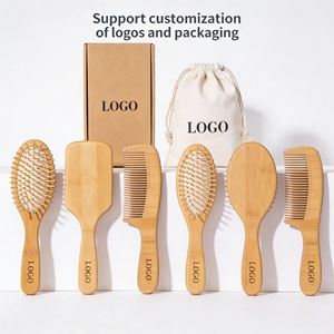 Set de Cepillos de Pelo de Bambú con Paleta, Logotipo Personalizado, Desenredante, para Masaje del Cuero Cabelludo, de Madera Biodegradable - Product Image 2