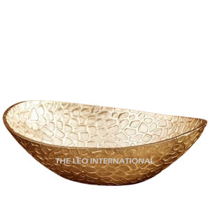 Bol de service décoratif en métal aluminium plaqué or pour aliments, fruits, salades, design très luxueux, bol de table gratuit - Product Image 1