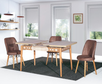 Table à manger Salda Design moderne en bois extensible avec 4 chaises - Ensemble de salle à manger écologique durable fait à la main