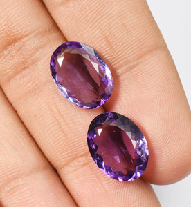 อเมทิสต์ธรรมชาติทรงรี 12.25 กะรัต 16x11 มม. 2 เม็ด - Product Image 6