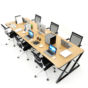 โต๊ะกลุ่มสไตล์อินดัสเทรียล 6 ที่นั่ง ขนาด 360x120 ซม. หน้าโต๊ะไม้ไผ่ ขาเหล็กประกอบสำเร็จ - Product Image 2
