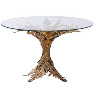 Table basse de luxe en aluminium avec design floral et plateau en verre parfaite pour le salon moderne ou l'affichage de pièce maîtresse intérieure - Product Image 3