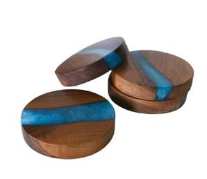 New Model <b>Wood</b> Epoxy Resin Coaster and Tabletop <b>Placemats</b> for Home Wedding Tea or Bar Use Jute Holder Included - Product Image 1
