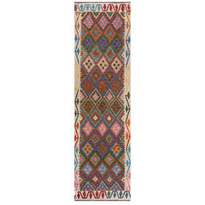 Alfombra Kilim de Maimana, Afganistán, 298 x 86 cm - Product Image 1