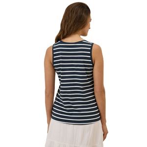 Meilleure qualité femmes sans manches débardeur décontracté rayé col rond coton polyester vêtements d'été logo personnalisé en gros dames gilet - Product Image 6