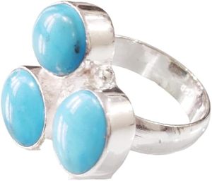 Bague pour femme en turquoise naturelle, pierre de naissance de décembre, grande bague antique, bijoux faits à la main pour Noël, bague en argent sterling 925 - Product Image 1
