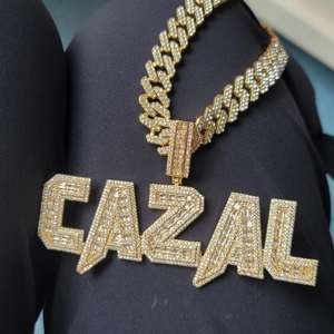 Hip Hop Moissanite amarillo chapado en oro Ice Out colgante para hombre fino redondo y Baguette corte diamante colgantes plata esterlina 925 - Product Image 2