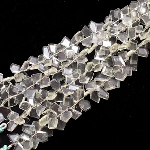 Perles de pépites facettées en améthyste verte AAA+ 6x8mm-7x10mm, pierres semi-précieuses naturelles, perles roulées à coupe dégradée pour bijoux - Product Image 1