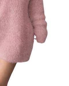 Vestido de Suéter de Punto Rosa Personalizado para Mujer, Cuello en V, Manga Larga, Felpa Suave, Cálido para Invierno, Moda, OEM, Venta al por Mayor, Hecho a Medida - Product Image 6