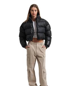 Veste matelassée courte décontractée pour femmes, vente en gros, nouveau style, hiver, logo personnalisé OEM, vêtements d'hiver, coton extensible, manches longues - Product Image 4
