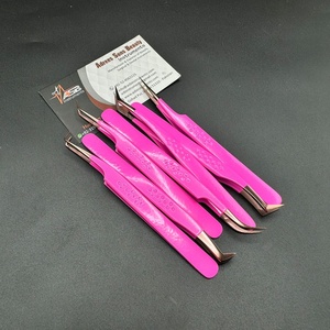 แหนบปลายขนตาแบบปรับแต่งได้สำหรับขนตาปลอมแบบทนทานสีโรสโกลด์ยอดนิยมสีชมพู - Product Image 2