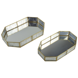 Plateau design Plateau de miroir de maquillage décoratif pour la maison avec finition peinte en marron Plateau de bibelots élégant pour l'affichage de bijoux - Product Image 5