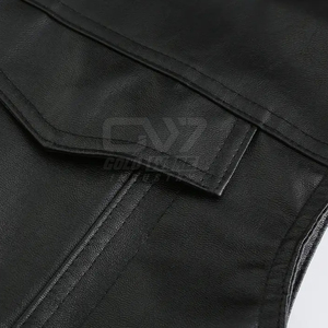 OEM de alta calidad de los hombres de moda Chaleco de cuero por encargo Venta caliente de los hombres Chaleco de cuero con logotipo personalizado Chaleco de cuero - Product Image 5