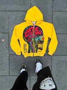 Nuevo diseño personalizado de los hombres serigrafía de gran tamaño de algodón serigrafía manga capucha Streetwear botones Sudadera con capucha 2025 - Product Image 4