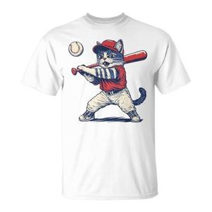 T-shirt promozionale con grafica gatto e baseball - Product Image 1