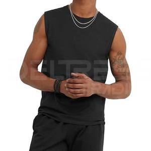 Camiseta sin mangas muscular para hombre de alta calidad al mejor precio, camisa de gimnasio de poliéster transpirable, cuello con capucha de Color sólido, decoración estampada para - Product Image 1