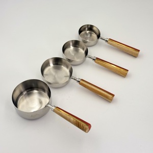 Juego de Tazas y Cucharas Medidoras de Acero Inoxidable de Alta Calidad con Mango de Madera y Resina, de 1.25ml a 250ml, para Hornear - Product Image 2