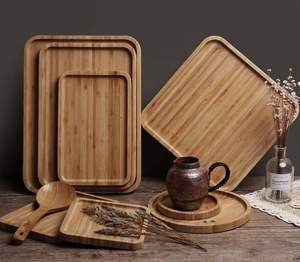 Conception personnalisée prix de gros plateau de service en bois de bambou et d'acacia pour hôtel restaurant accessoires de cuisine plateau de service - Product Image 5
