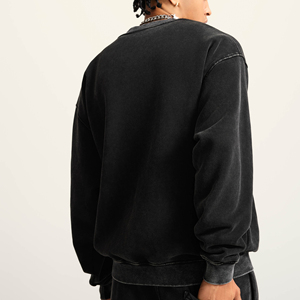 Venta al por mayor de algodón en blanco de gran tamaño pesado sudadera OEM impresión personalizada logotipo lavado Vintage cuello redondo DDP envío - Product Image 5