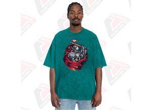 T-shirt élégant délavé à l'acide pour homme Design tendance confortable avec appliques écologiques pour l'été en velours côtelé batik denim - Product Image 3