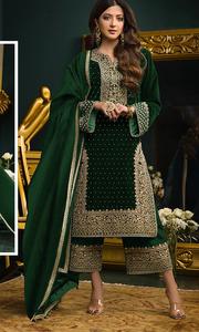 Siqvance Costume de travail et pantalon avec broderie Chinon Dupatta Pure Viscose Velours avec broderie Salwar Kameez Vêtements - Product Image 2