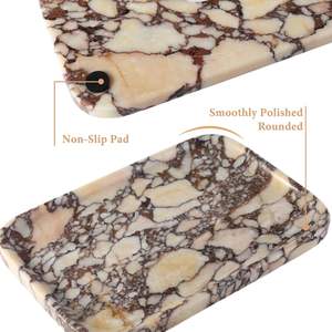 Plateau de vanité en marbre Calacatta, céramique, violet et blanc, salle de bain et salon, organisateur de commode, plateau de rangement multifonctionnel classique - Product Image 6