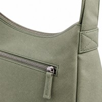 Tas Tote Hobo Kanvas Logo Kustom Multi Kantong untuk Wanita, 6 Kantong, Ritsleting Magnet, Tas Selempang Bulan Sabit untuk Sehari-hari