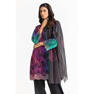 Traje Casual de 3 Piezas para Mujer, Estampado Khaddar, con Accesorios Multiestilo - Product Image 1