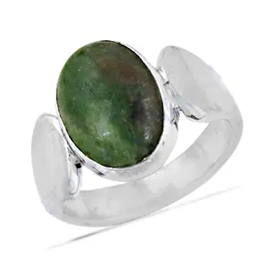 925 <b>Silver</b> Cluster <b>Ring</b> with Green Gemstone Women's <b>Statement</b> Geometric Fine Jewelry Rhodium Plated Platinum Cut Stone - Product Image 3