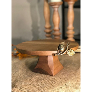 Soporte de pastel de madera de alta calidad con diseño de hoja de metal dorado Soporte de mesa de diseño admirable Soporte para servir magdalenas Precio más bajo - Product Image 6