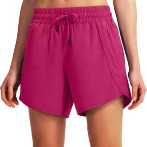 Pantalones cortos de entrenamiento de poliéster 100% transpirables para mujer, pantalones cortos de gimnasio de malla ligera - Product Image 6