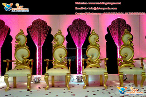 Sillas tradicionales indias para ceremonia de boda, sillas de novia y novio, sillas de boda de madera de teca de estilo real, las últimas sillas de boda de estilo hoja - Product Image 6