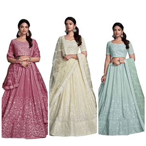 Heavy Georgette Embroidery and Sequins Work Lehenga Choli With Dupatta With CAN-CAN Party Wear <b>Lengha</b> Choli - Product Image 1