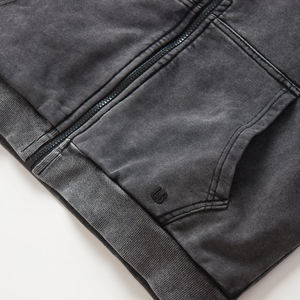 Streetwear Vintage surdimensionné en détresse lavage à l'acide hiver brodé Double manches à capuche hommes usine meilleure qualité conception - Product Image 2