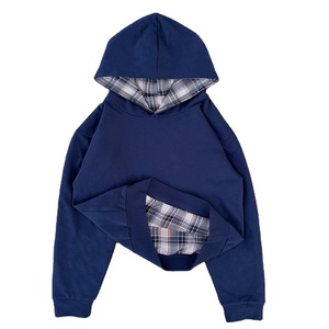 Sweat à capuche réversible sur mesure à double couche à carreaux pour homme, broderie 3D, finition délavée, style gothique vintage, 100 % coton molletonné, OEM - Product Image 1