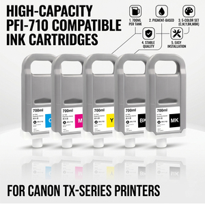 Cartuccia d'Inchiostro Sostitutiva PFI710 Enlite, Volume 700ml, per Stampanti Canon TX2000 3000 4000 per Stampa Grafica e Poster - Product Image 1