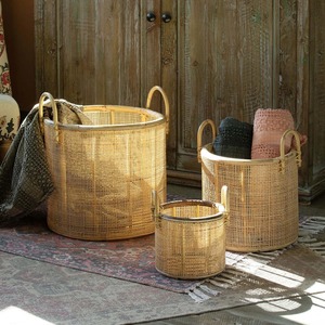 Ensemble de 3 paniers décoratifs en rotin bohème, paniers de rangement faits à la main, rotin naturel, multifonctionnels, modernes, fabriqués au Vietnam - Product Image 5