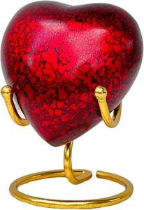 Heart Shape Keepsake Urn With Golden Brass Stand <b>Box</b> and Bag Mini Cremation Heart Urns <b>for</b> Human <b>Ashes</b> Pet <b>Ashes</b> Funeral - Product Image 2