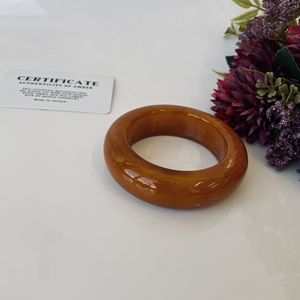 Brown Vintage Baltic Amber <b>Bangle</b> <b>Bracelet</b>, Natural Solid Amber Cuff <b>Bracelet</b> 55 mm - Product Image 6