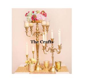 Candelabre de qualité supérieure en aluminium couleur or pour la décoration de mariage - Product Image 6