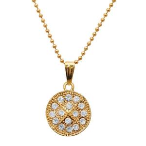 Colgante de cadena de forma redonda chapada en rodio Regina 1203154 para compromiso con piedra de corte de princesa de perla de diamante de moissanita de circón - Product Image 1