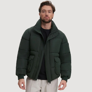 Nouvel arrivage de doudoune coupe-vent pour hommes avec poignets côtelés et boutons-pression 2 poches plaquées sur le devant, vestes d'hiver à bulles d'extérieur durables pour hommes - Product Image 1