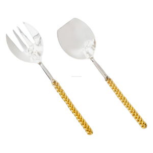 Premium Quality <b>Salad</b> Serving <b>Tools</b> Set of 2 Brass Antique Handle for Home Hotel Restaurant Wedding Party - Product Image 1