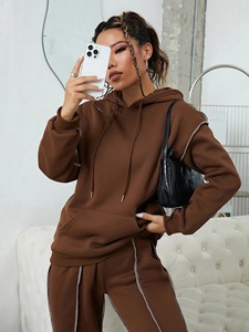 Ensemble de jogging en polaire d'hiver personnalisé pour femmes, survêtement en coton respirant, tendance 2025, pull décontracté - Product Image 6